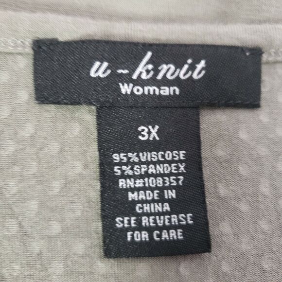 U Knit Women Tank Top Size 3X Knit Rhinestones Stretch Viscose Green Scoop Neck - Picture 8 of 9